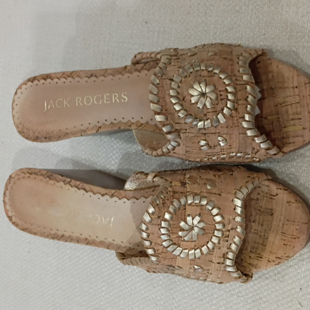 Jack Rogers Gold and Tan Mules - Picture 3 of 8